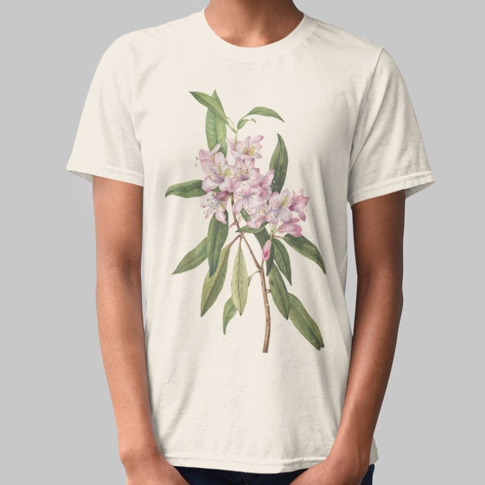 Carolina Azalea Vintage Floral Print Short Sleeve Graphic Tee T-shirt S M L XL
